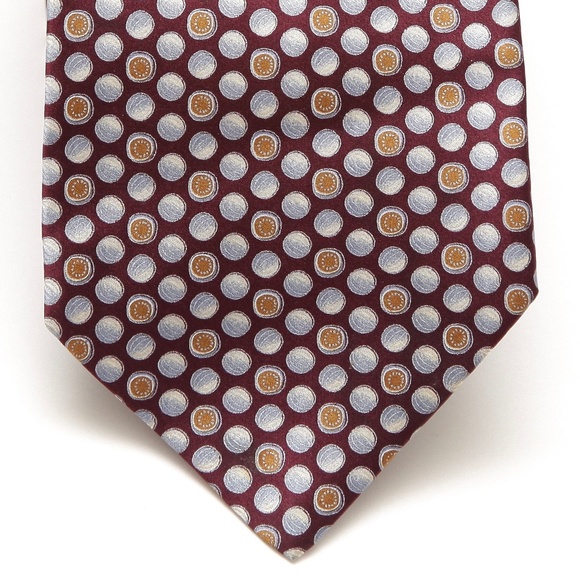 BRIONI Silk Tie Necktie Burgundy Silver Gold - Picture 1 of 4